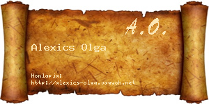 Alexics Olga névjegykártya